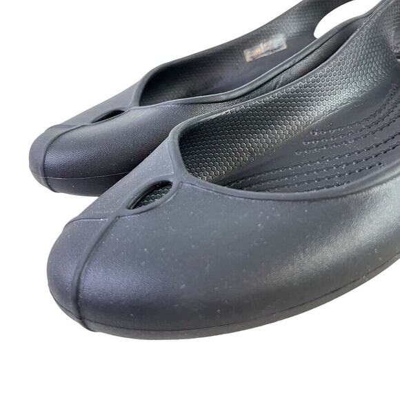 Crocs Olivia Womens Solid Black Slingback Flats Round Closed Toe Shoes sz 7 - Picture 8 of 16